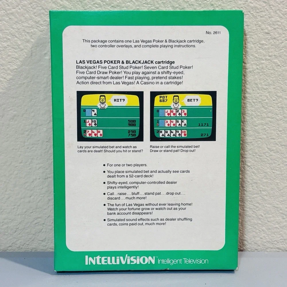 Intellivision Las Vegas Poker & Blackjack Video Game Mattel Electronics 1979 Box